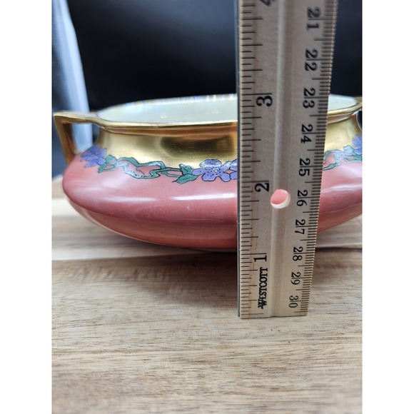 O & E G Royal Austria Gold Trim Porcelain Bowl With Handles Signed & Numbered - Picture 8 of 8